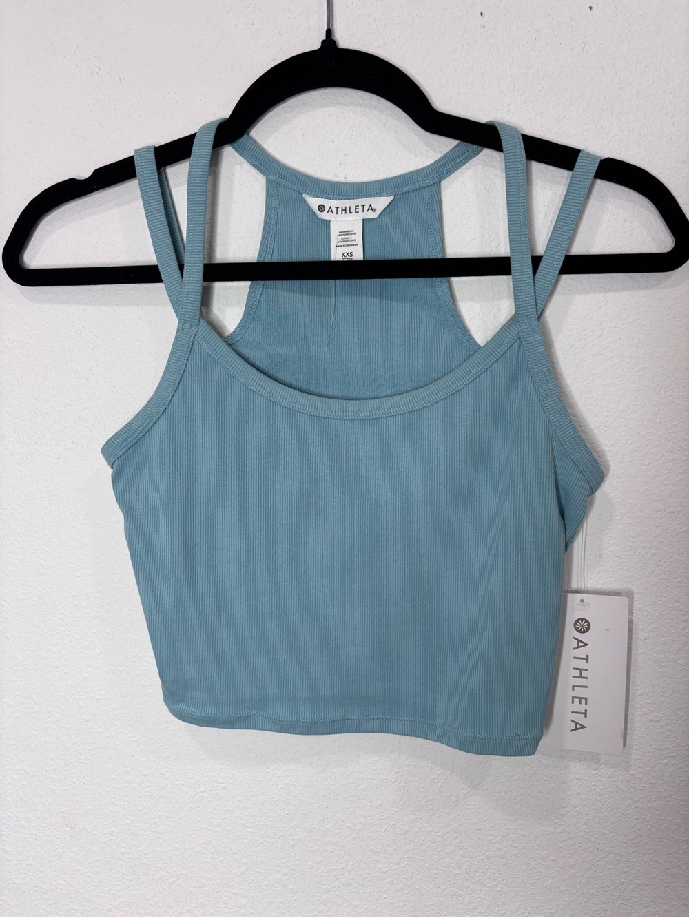 Athleta Sky Blue Ribbed Double-Strap Crop Camisole